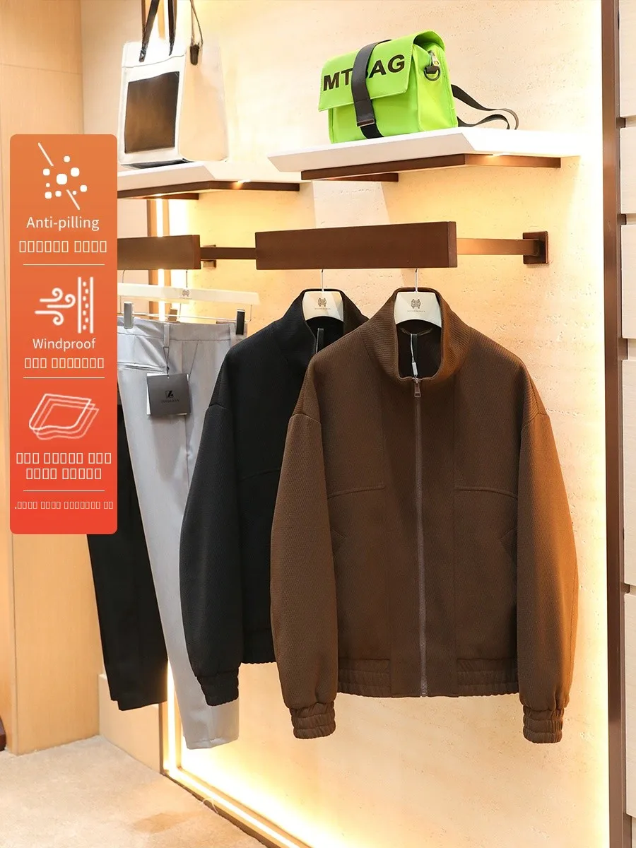 

Мужская высококачественная демисезонная куртка Busin Outdoor, новинка осени 2025, с двусторонним воротником, из плотного твида, ветрозащитная, из полиэстера