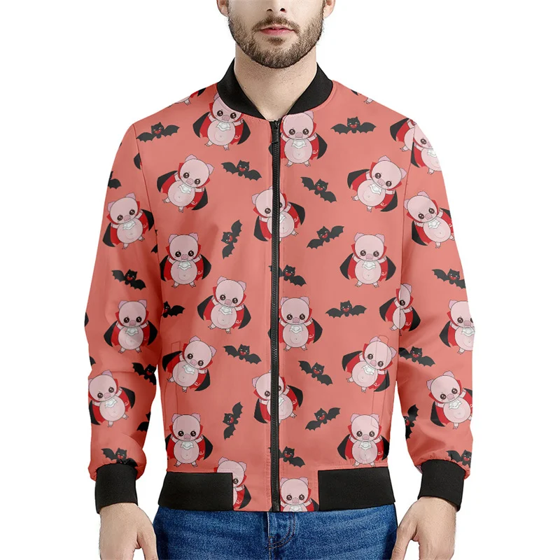 

Cute Cartoon Pig Graphic Jacket For Men 3d Printed Animal Zipper Jackets Casual Spring Coat Autumn Zip Up Bomber Sweatshirt