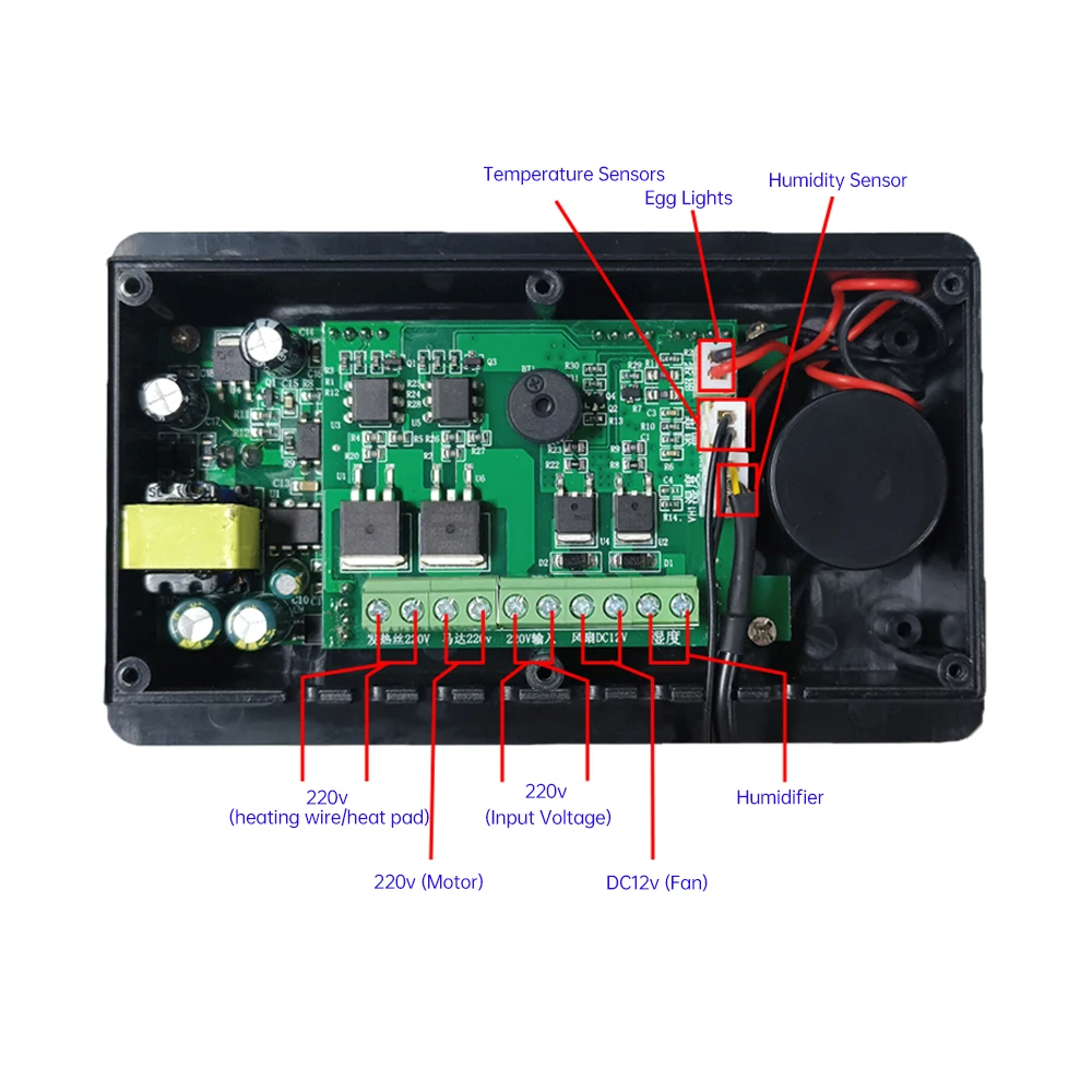 W9005 Egg Controller Incubator, Multifunction Automatic Temperature Humidity Control AC110-220V / DC 12V Thermostat Incubation