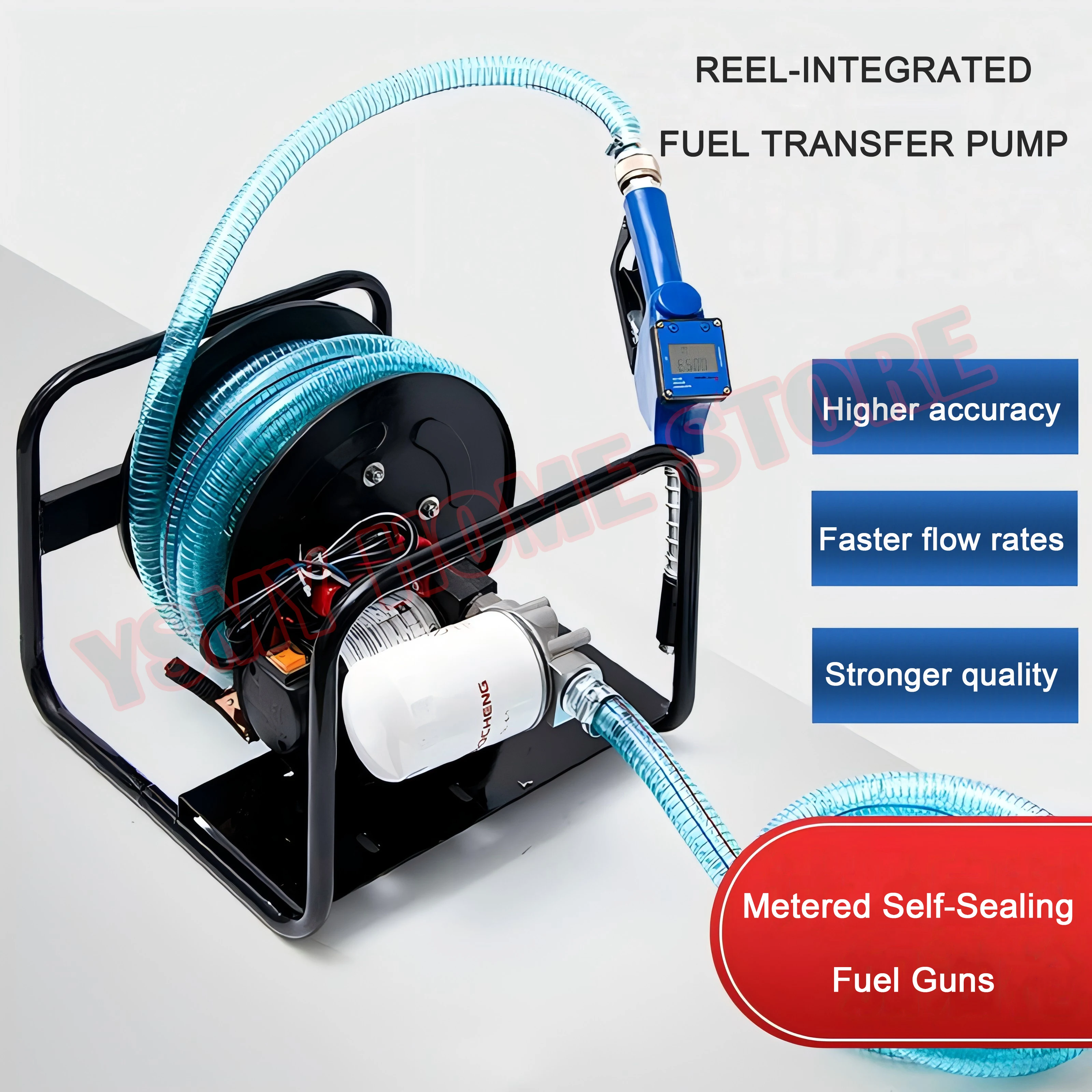 Fuel Transfer Pump Kit DC 12V/24V/AC220V Gasoline Pump with Nozzle, Discharge Hose Suction Pipe for Gasoline,Diesel,Kerosene