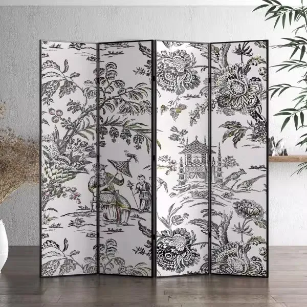 Handmade Four Seasons Pattern Folding Wooden House In China, Customized Partition For Bedroom In Office