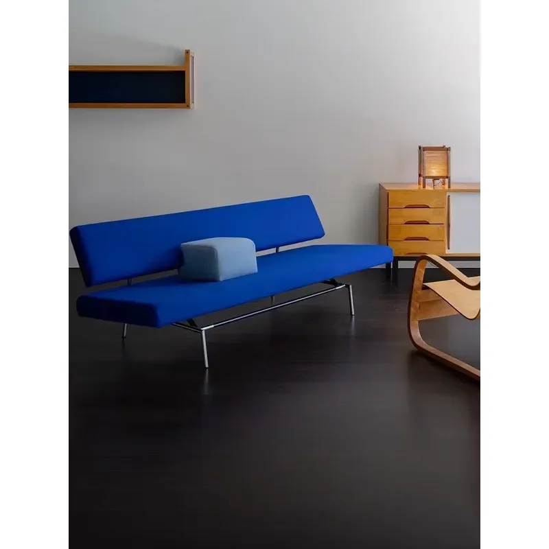 Nordic Medieval  Style Klein Blue Stainless Steel Bench Sofa Bed Chair High Density Foam Suitable for Cafe Clothing