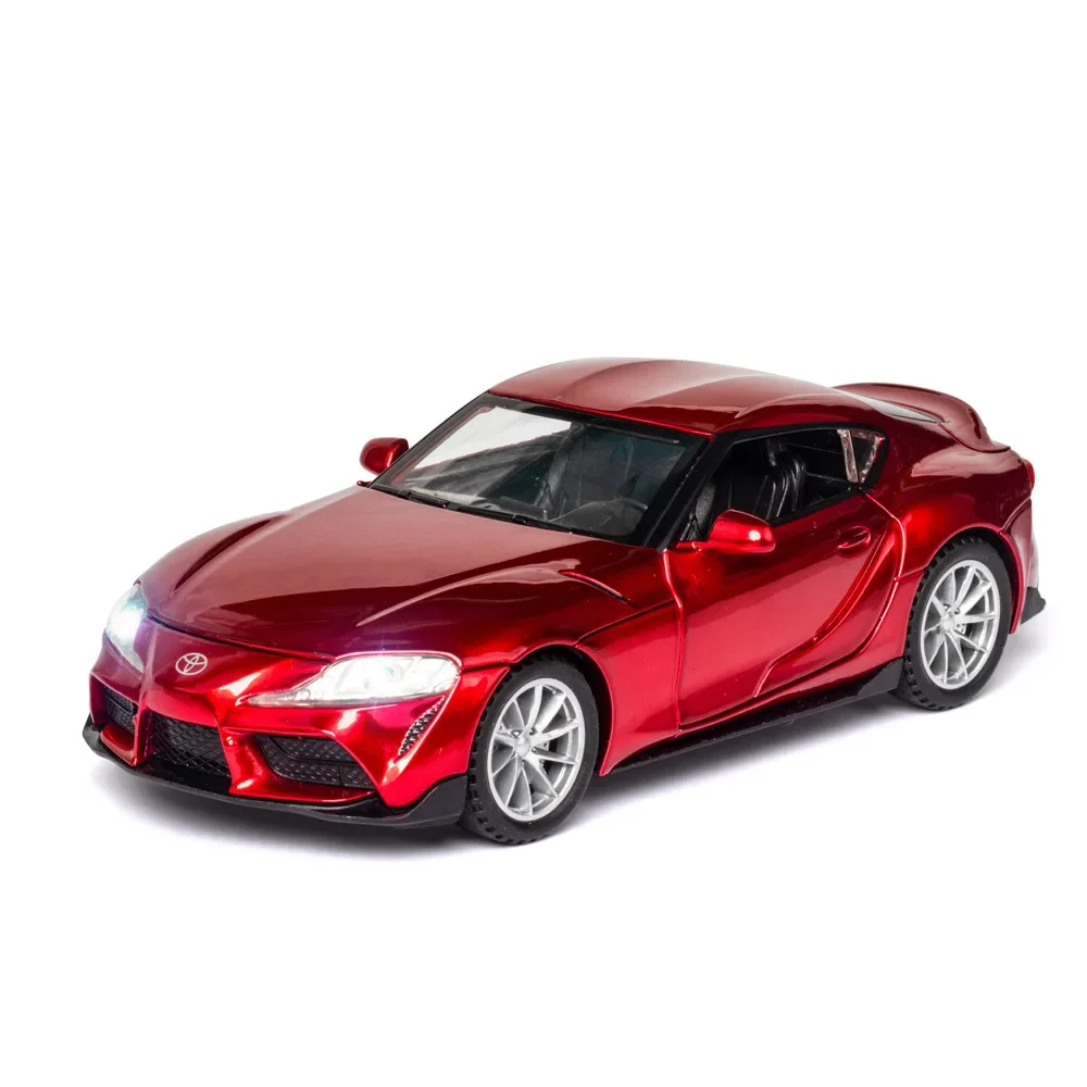 Toyota gazSupra-Modèles de voitures miniatures en alliage moulé sous pression, version plus foncée em Track, lumière 4 portes ouvertes, cadeaux à collectionner pour enfants, 1:32