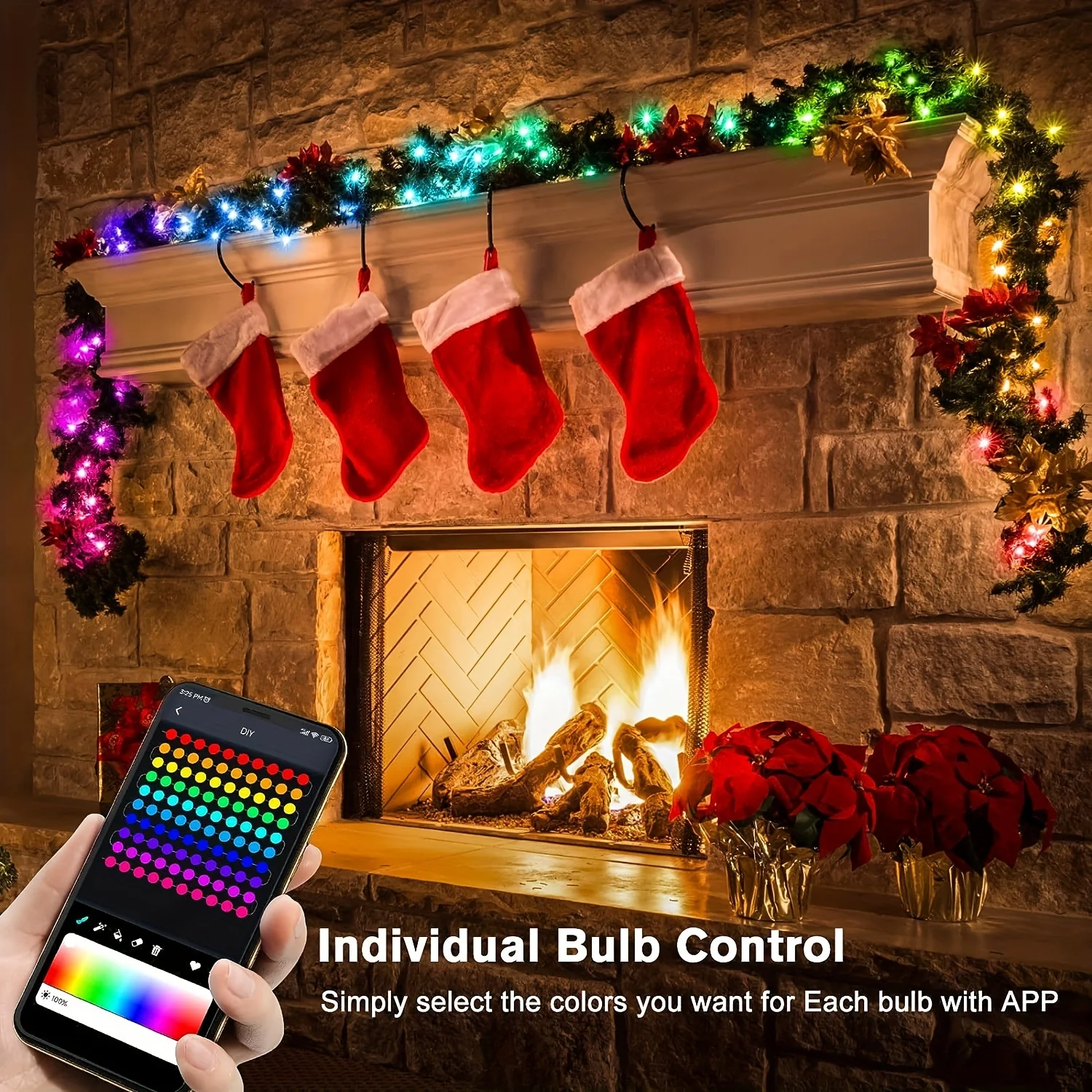 WS2812B RGBIC LED سلسلة ضوء RGB الجنية أضواء عيد الميلاد بلوتوث USB 5 فولت عنونة بشكل فردي الموسيقى APP لون الحلم