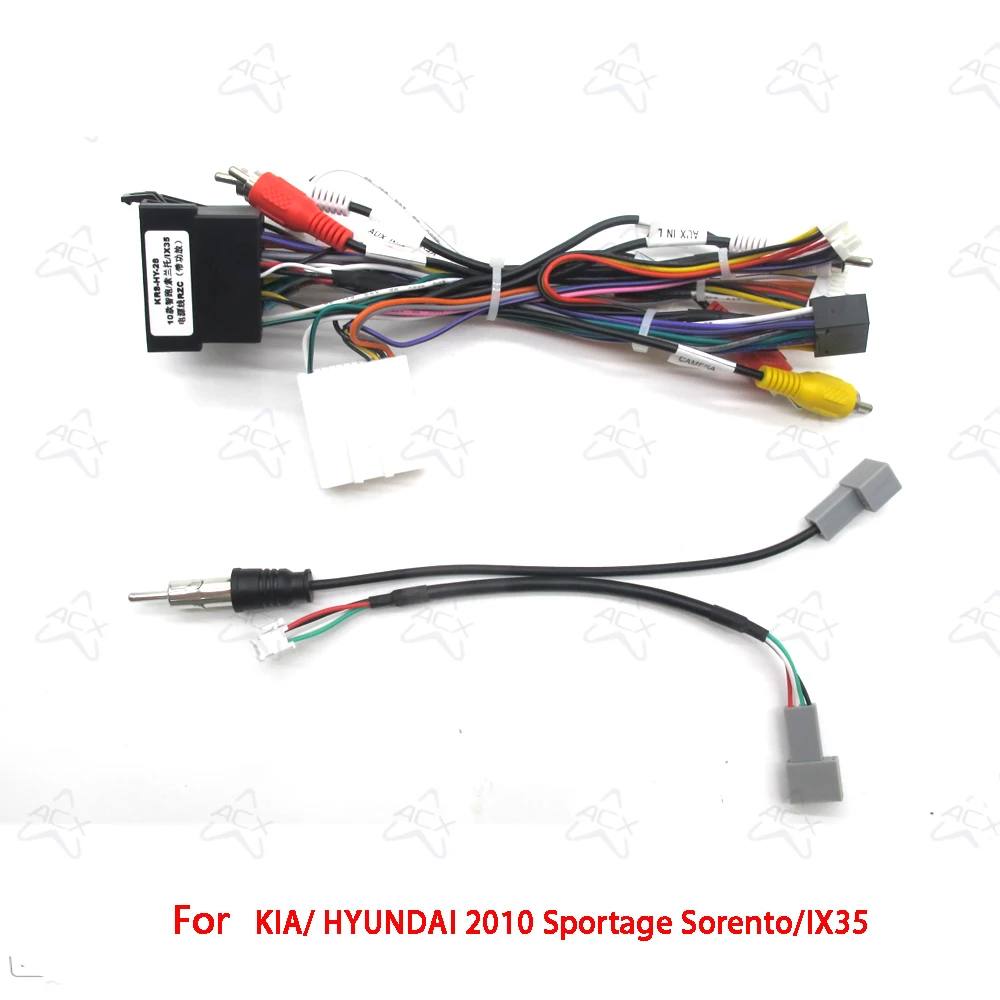 Car Radio Wiring Cable For KIA/ HYUNDAI 2010 Sportage/Sorento/IX35 16Pin Harness Adapter With CANBUS Box 2DIN Head Stereo Plug