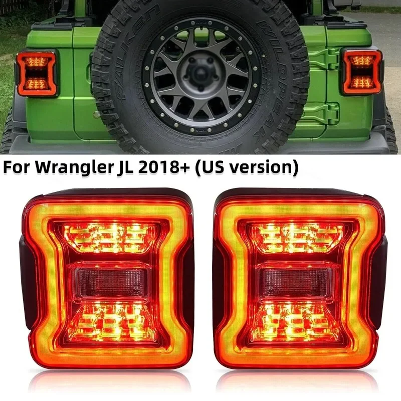 

2Pcs/set LED Tail Light Double Flashing Running Light Start Brake Light Reversing Lamp for Wrangler JL 2018+ (US Version)