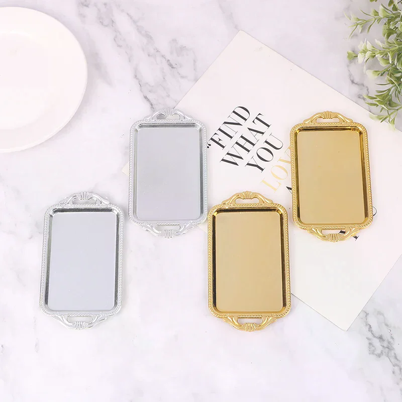 2 個ドールハウスミニチュアアクセサリーミニプラスチックティートレイシミュレーションディナープレートモデルのおもちゃドールハウスの装飾用