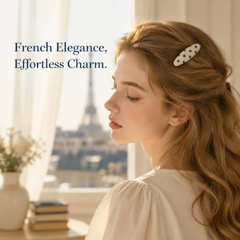 Women French Polka Dot Hair Clips Non Slip Duckbill Barrette Vintage Daily Dating Travel Hair Accessories Girl Hair Accessoires