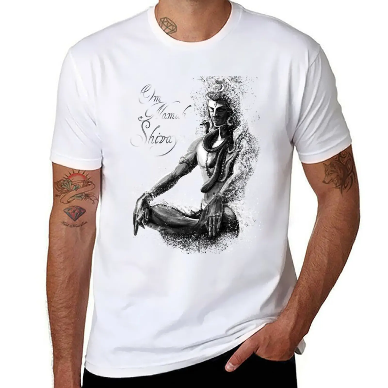 

Mantra Majestic Shiva in Eternal meditation - Black and white T-Shirt t shirt for man man t shirts cotton T-Shirt
