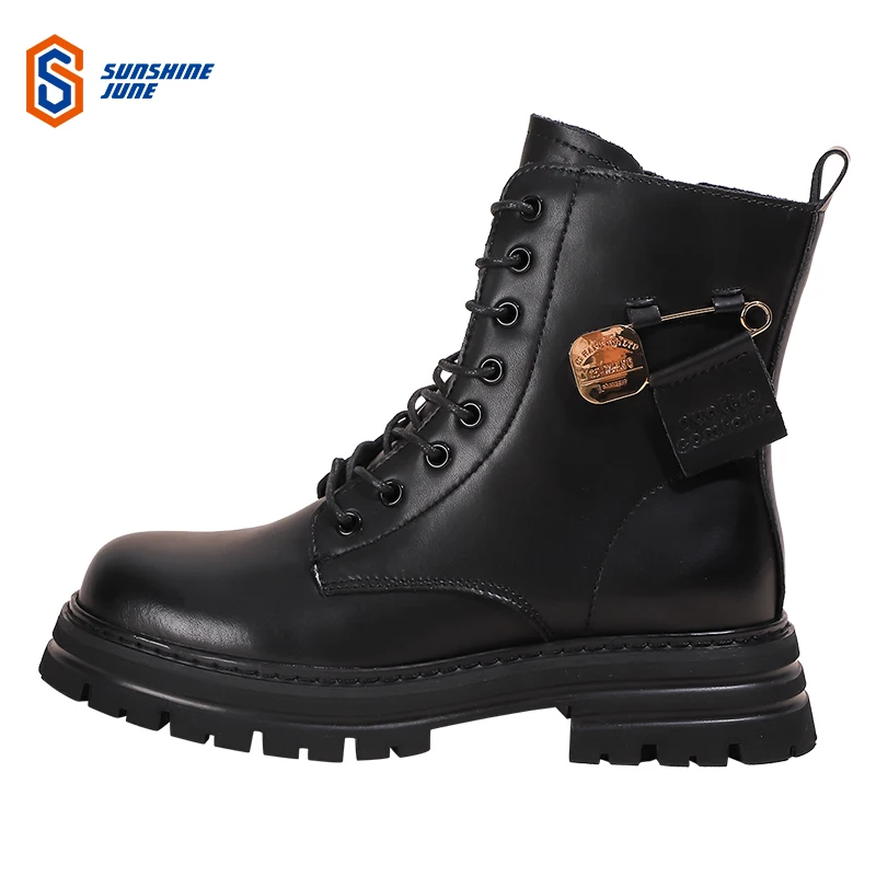 

Women's ins Martin boots female British stylenew autumn/winter plus velvet thick-soled heightened short boots motorcycle boots