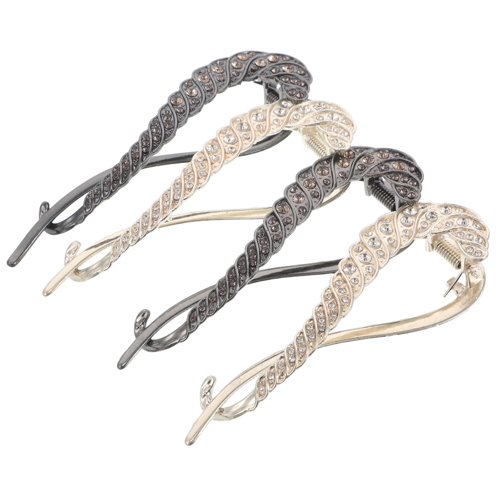 

4Pcs Rhinestone Hair Clips Rectangular Sparkly Barrette Metal Side Clips Bridal Prom Wedding Hair Accessories for Women