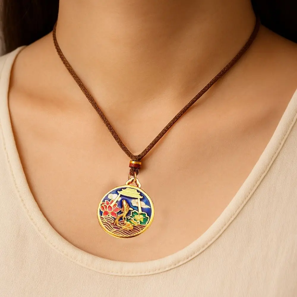 

Fish Chinese Style Necklace Butterfly Dragon Flower Pendant Necklace Neck Jewelry Hollow Collarbone Chain Southeast Asia