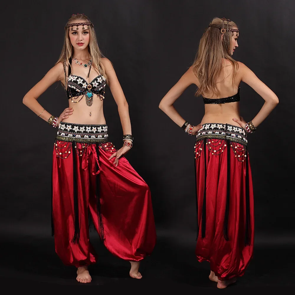 

Women Belly Dance Costume Set Bra Belt Tribal Vintage Belly Dance Costume Outfit Set Bra Belt Carnival 2 Pcs