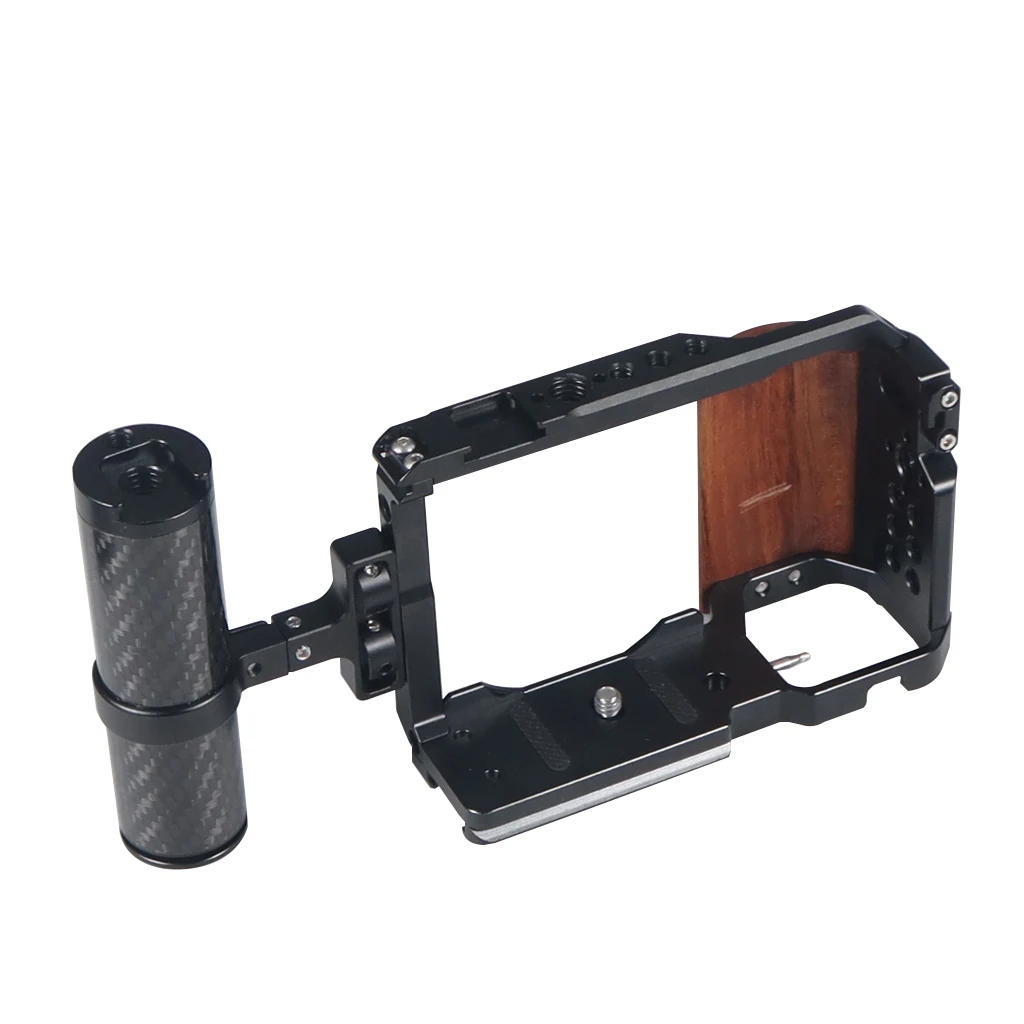 Camera Cage for Sony ZV-E10 with Side Wooden Hand Grip Aluminum Top handle for Sony ZV E10 Vlogging Video Rig Film Making System