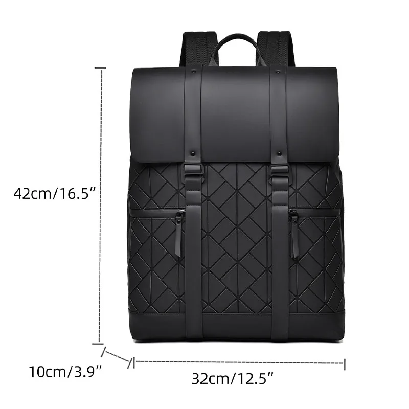 Fashionable Lattice Laptop Backpack Fit 15.6'' Laptop Large Capacity Waterproof Men's PU Leather Bags School Student Travel Pack