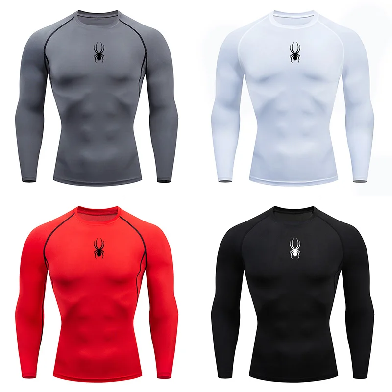 Men's Long Sleeves Fitness T-shirt Gym Compression Dry Fit T-shirt Sportswear Spring And Autumn Outdoor Sports Running Tees Tops