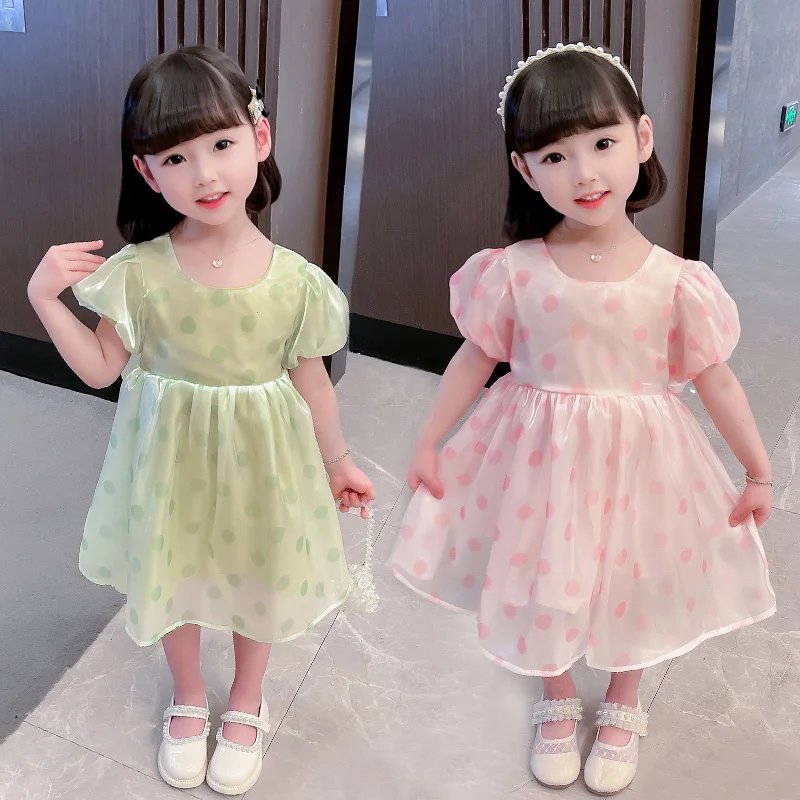 

Backless girl's dress luxury design factory new 2022 summer cheap children's long gauze skirt short sleeve baby princess dress