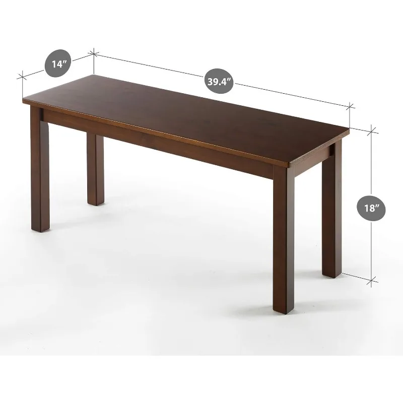 Espresso Pine Wood Dining Bench,Maximum Weight to 300 Pounds,39.3 inch x 14 inch x 18 inch