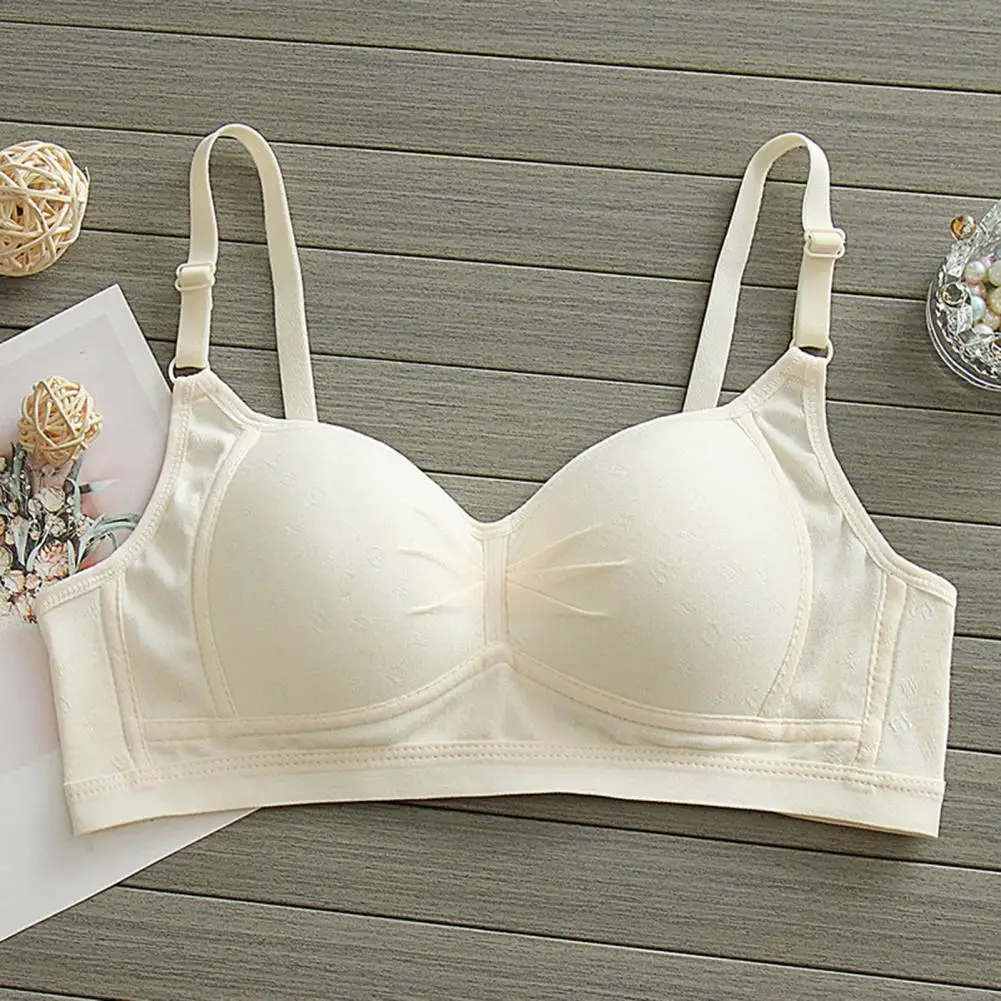 Thin Mold Cup Bra Teen Girls Soft Padded Wireless Cotton Training Bra Set with Adjustable Straps Seamless Cami Bra for Children