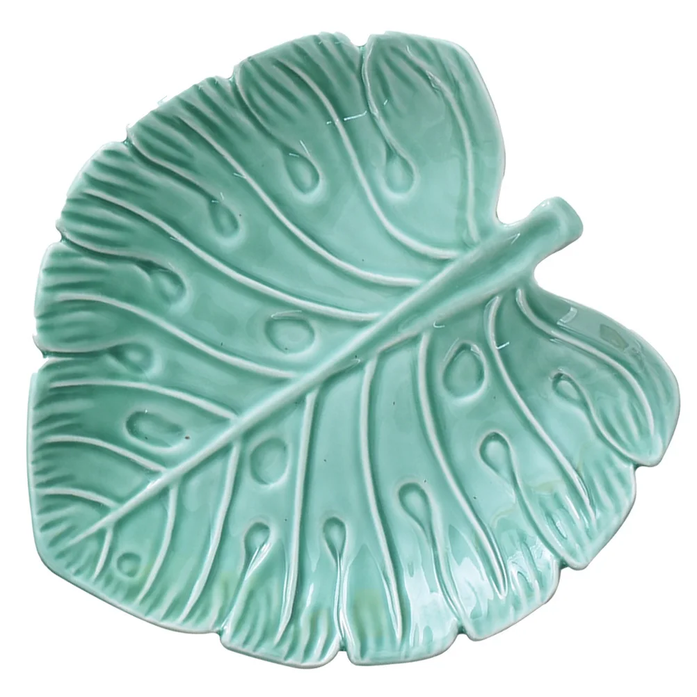 

1Pcs Fruit Plate Creative Leaf Shape Ceramic Serving Tray Home Tableware Dessert Storage Tray Storage Plate Home Supply