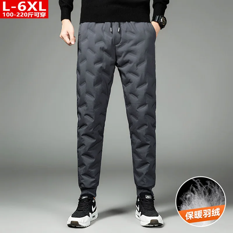

Plus Size L-6XL Winter Duck Down Pants Men Warm Windproof Thickened Outdoor Trousers For Man moletom masculino calça PT-588