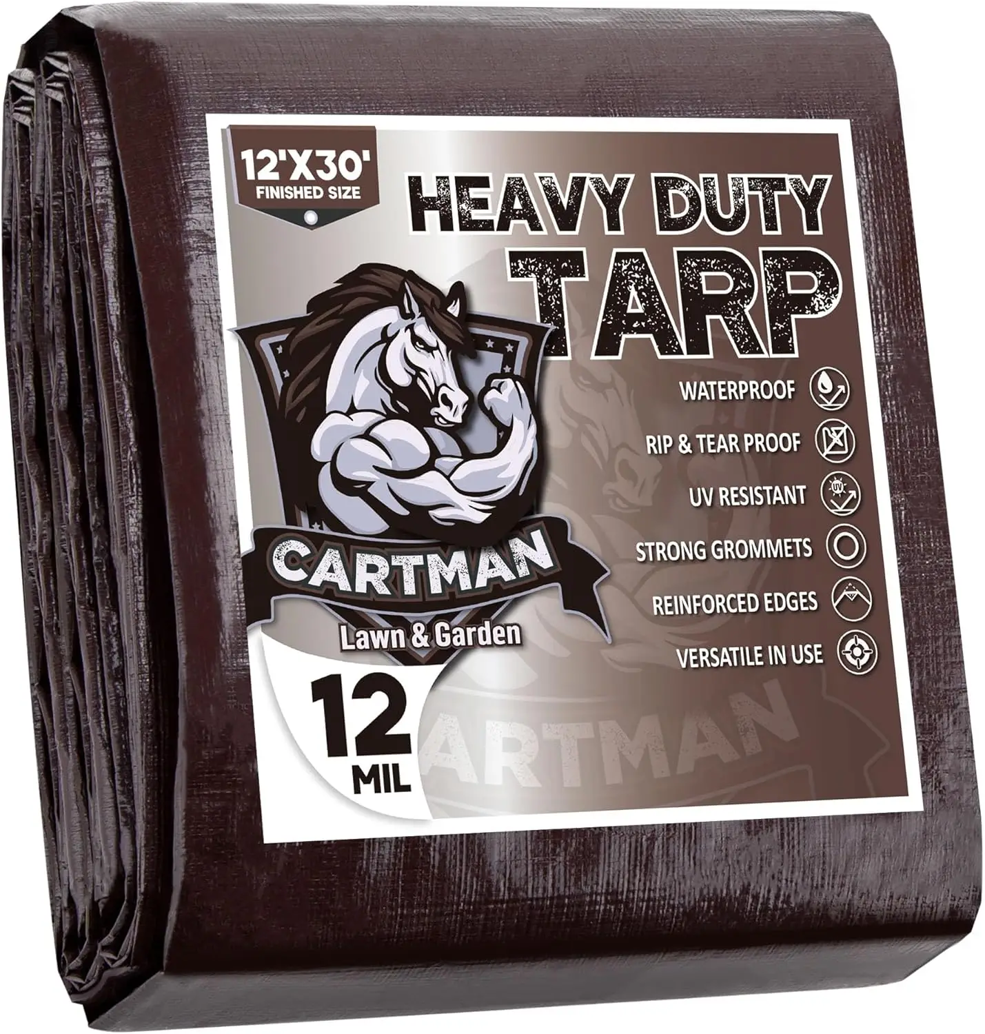 

12x30 Feet Extra Thick 12 Mil Heavy Duty Poly Tarp, Multipurpose Protective Cover, UV Resistant, Waterproof with Reinforced Edges