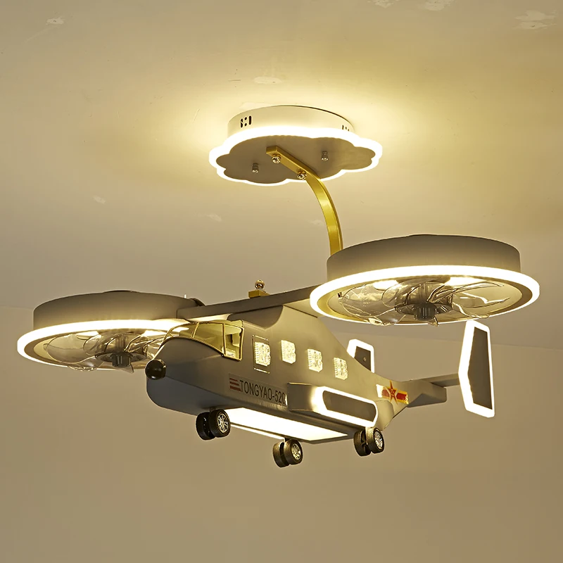 Airplane LED Ceiling Fan lights for boys children kids room lamparas de teco Modern LED Ceiling lamp for baby room Ceiling fans