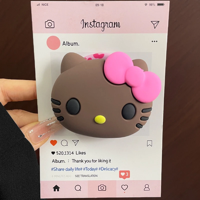 For Magsafe Magnetic Phone Grip Tok Cute Silicone Stand Cartoon Hello Kitty For iPhone Foldable Wireless Charging Holder view 2