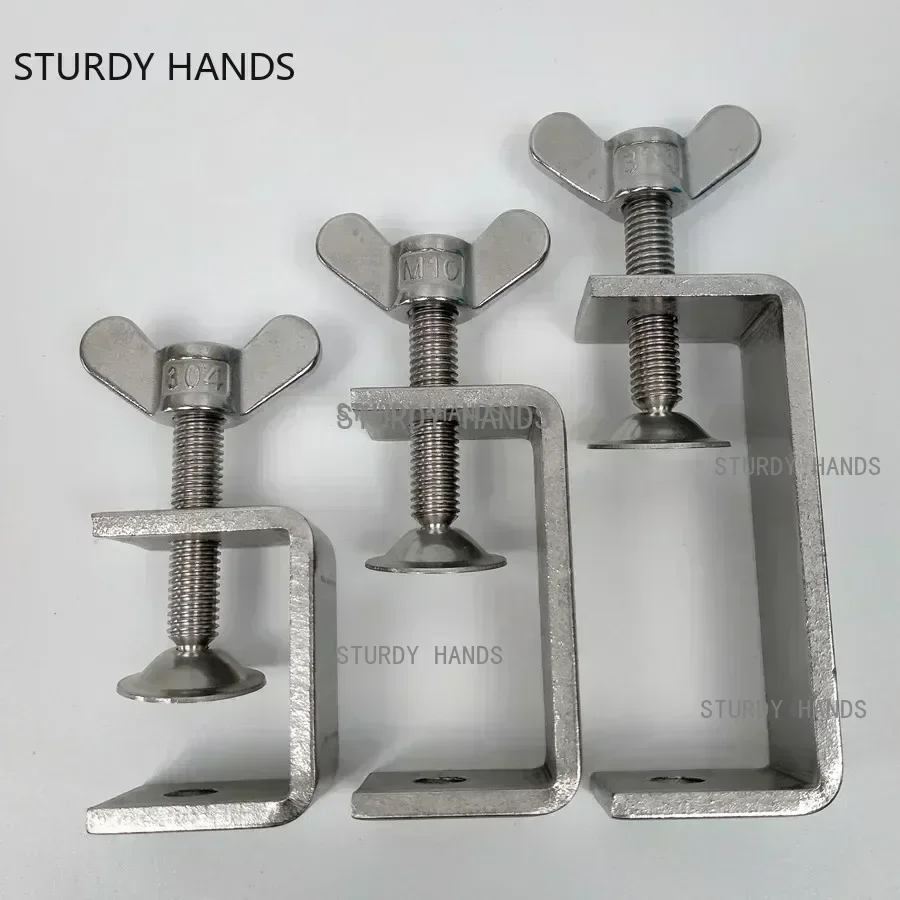 Stainless Steel C-Type Clamp Heavy Duty Desktop Clamp Hoop Adjustable Desk Fixed Holder Clip Multi-function Hardware Fasteners