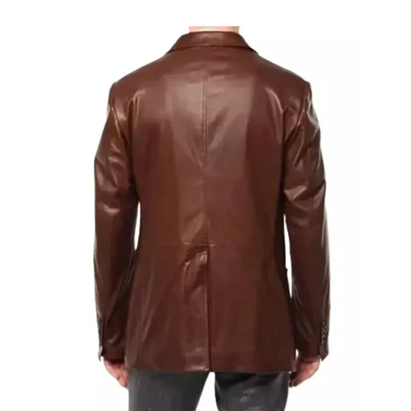 Men's Classic NEW Soft Coat Real Lambskin Leather Blazer Brown Workwear Handmade