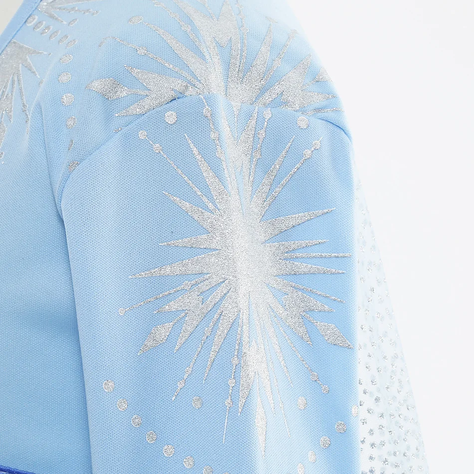 Costume Elsa pour filles, robe de princesse bleue à manches longues pour fête d'anniversaire, vêtements de carnaval pour enfants