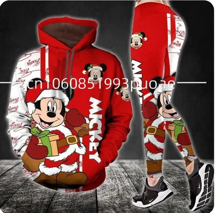 Disney-Conjunto de ropa deportiva con capucha para mujer, pantalones de Yoga en 3D, Sudadera con capucha con estampado de felpe, novedad