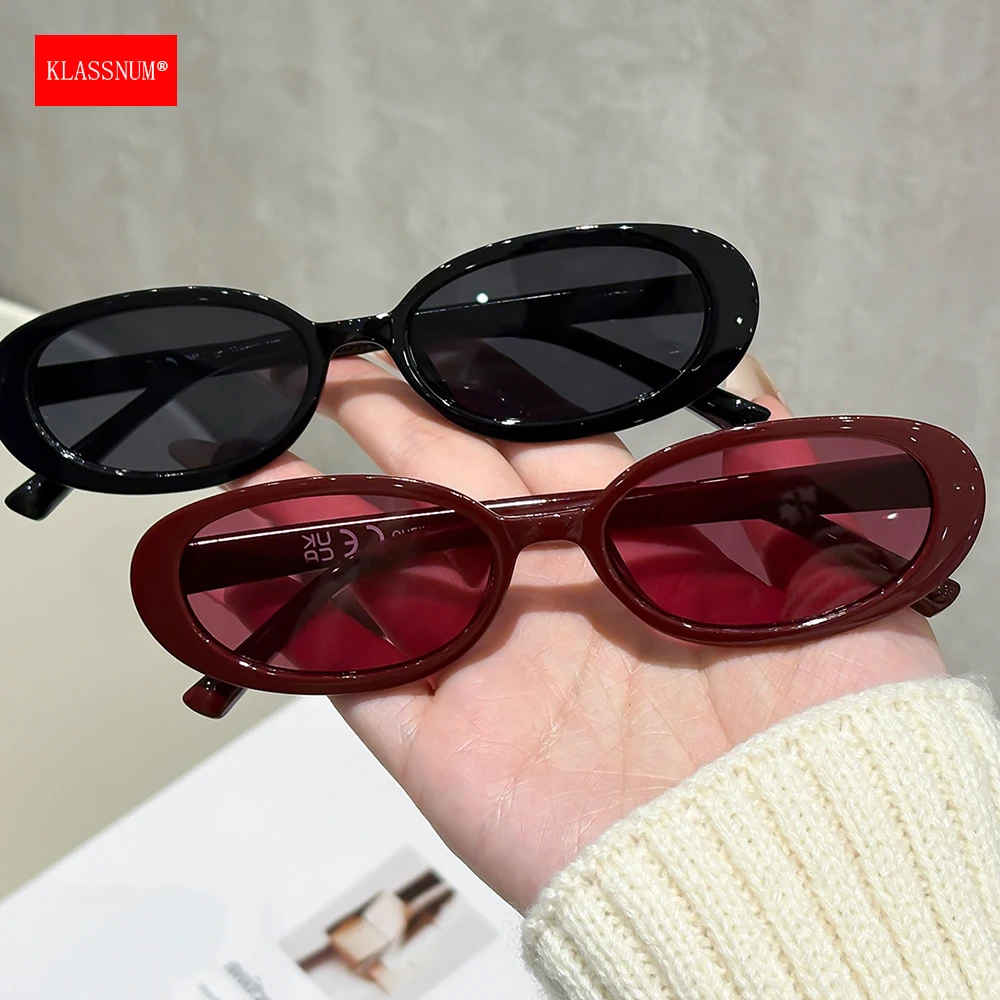 KLASSNUM Vintage Oval Cat Eye Sunglasses Women 2026 Trendy Anti UV400 Lens Lightweight Fashion Sun Shades for Outdoor Travel