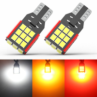 BMTxms 2Pcs Super Bright 921 912 T15 W16W LED CANBUS Backup Reverse Brake Light Lamp Bulb 3000LM 16W 30SMD 6000K White Amber Red