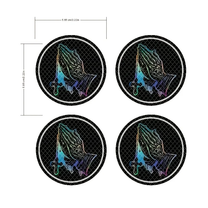Praying Hands Holographic Hub Cap Sticker Round Religious Vinyl Decal Self-adhesive Car Wheel Center Cap Decoration