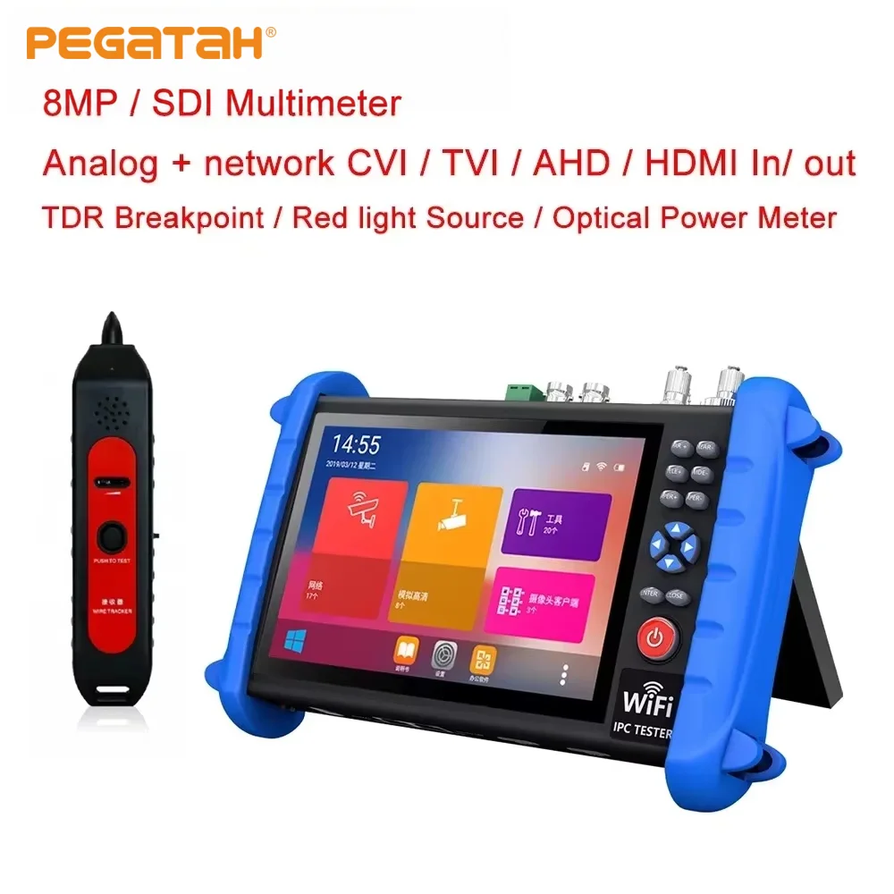 7Inch 6K IP CCTV Tester 8MP AHD CVI TVI Analog Camera Tester CCTV Monitor with HDMI Input and Output POE RJ45 TDR Tester