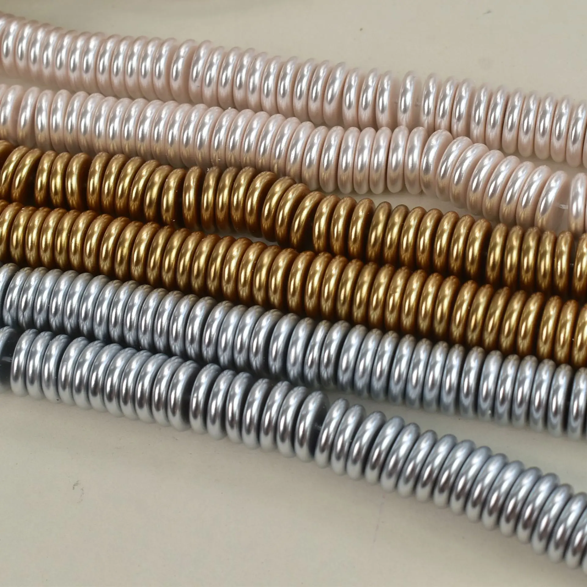 

Iridescent Mirror-Finish Shell Pearl Beads 3x16mm Circular Disc Imitation Pearl Beads Strings DIY Jewelry Necklace Accessories