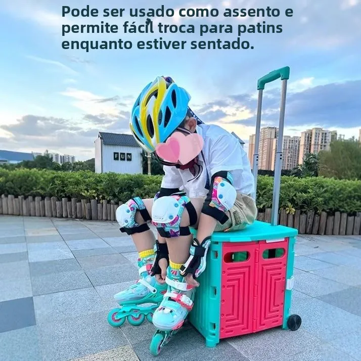 children's-roller-skates-storage-box-ice-skates-organizer-bag-pull-rod-foldable-stainless-steel-handle-outdoor