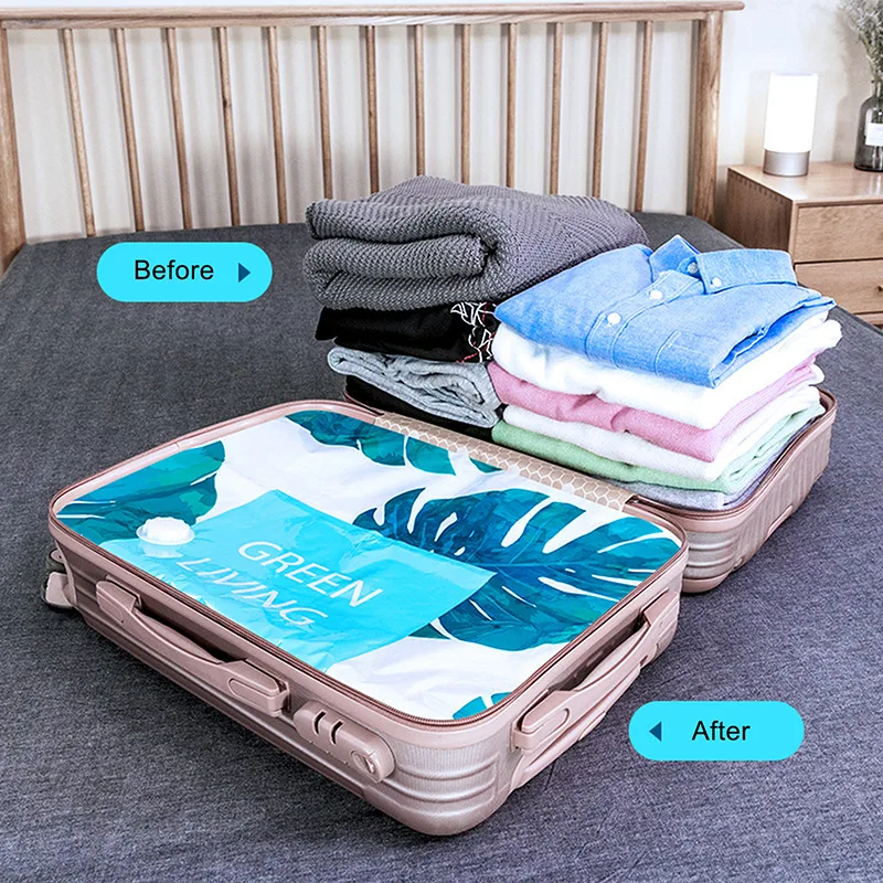 Home Vacuum Bag for Clothes Quilt Clothes Quilt Seal Compressed Transparent Storage Bags Travel Foldable Saving Space Packing