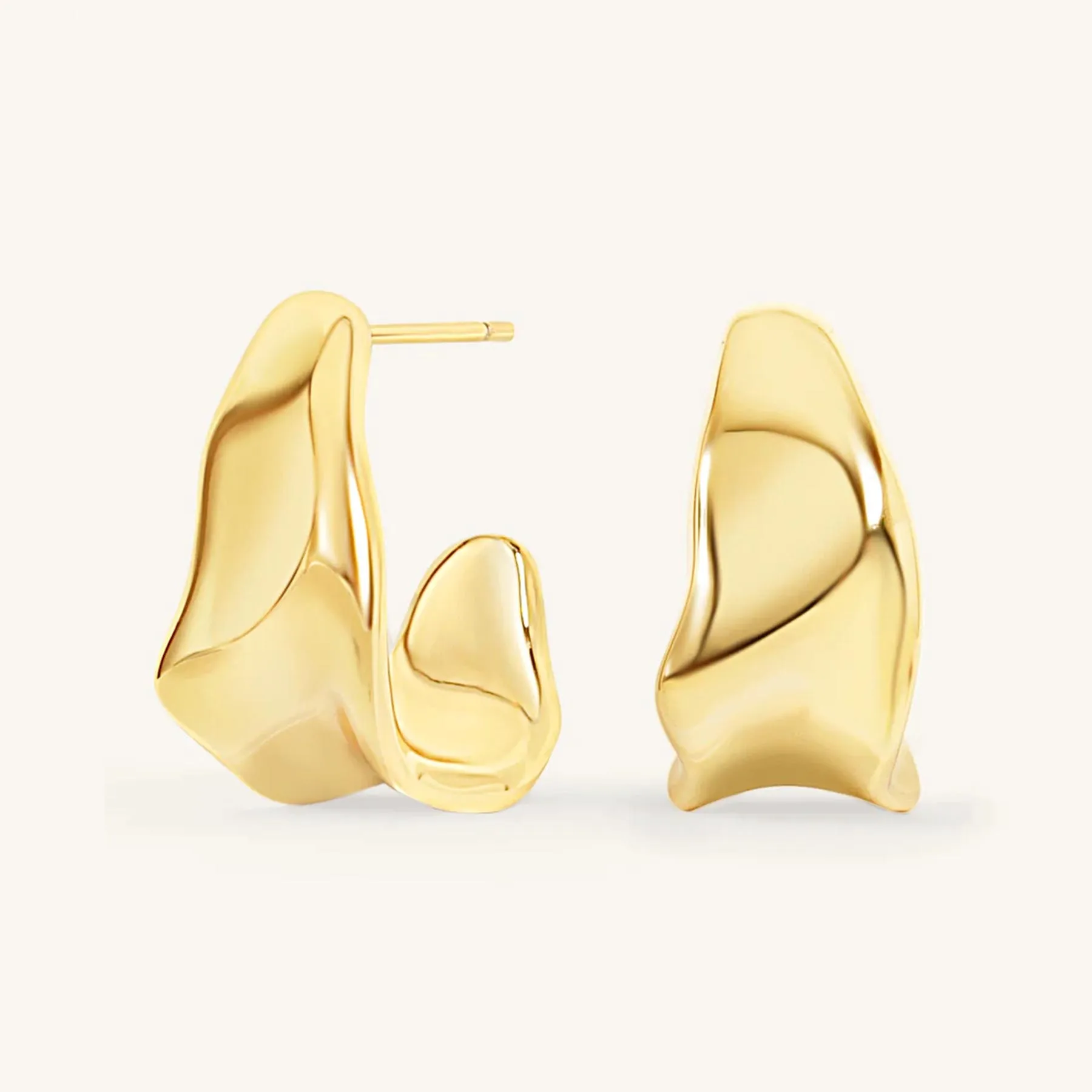 14k Gold Half Hoop Stud Earrings Fine Fashion Minimalist Earrings Non Tarnish Designer Wholesale Fashion Earrings