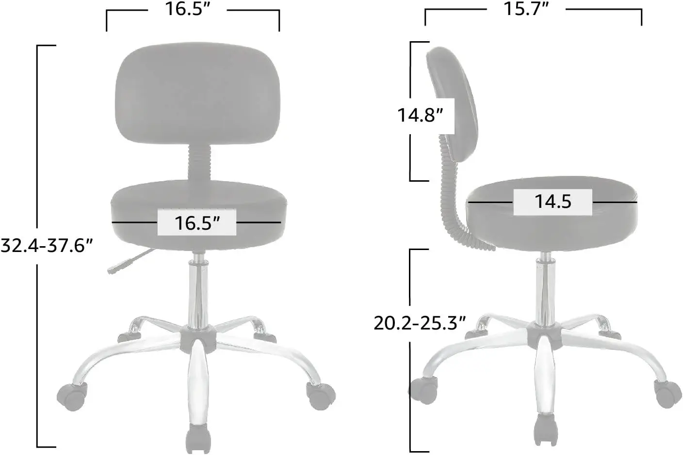 Multi-purpose elaboração Spa Bar Stool com almofada traseira e rodas, preto
