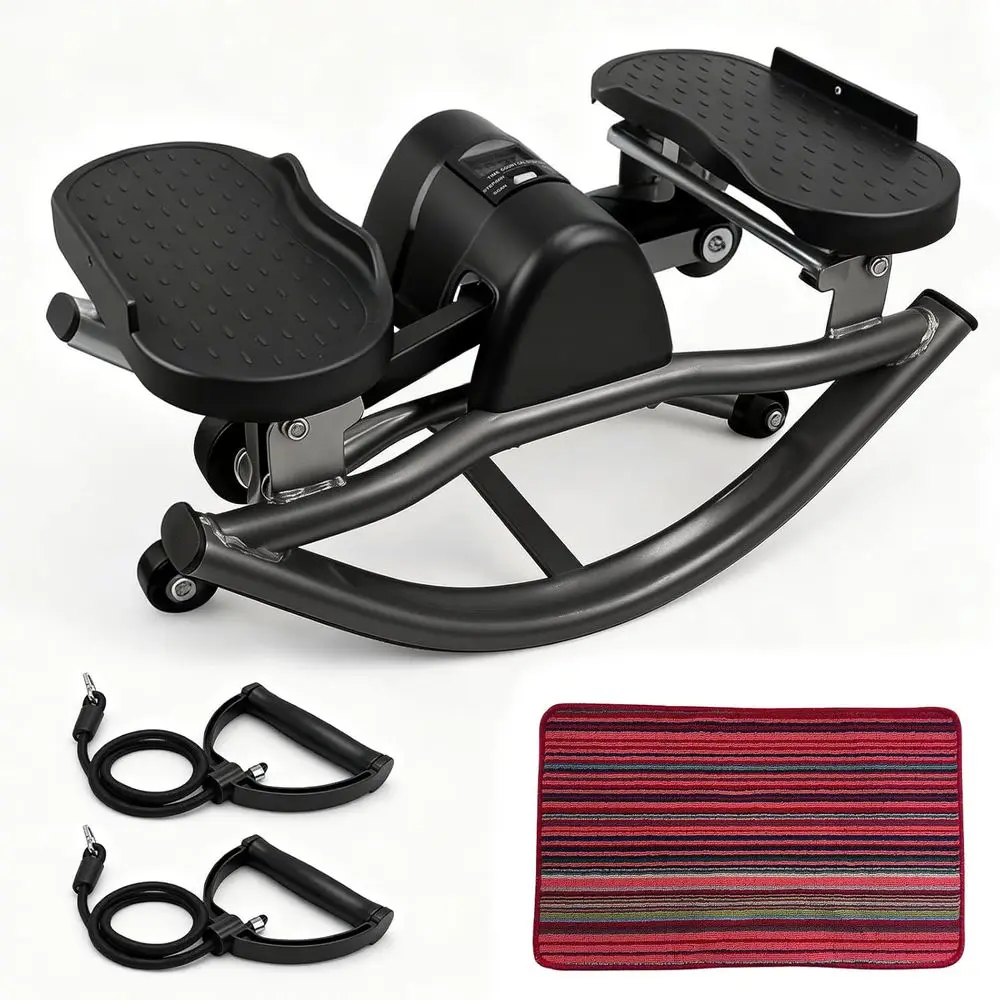 

Компактный степпер с низкой степенью нагрузки, цифровым монитором и эспандерами для домашних тренировок