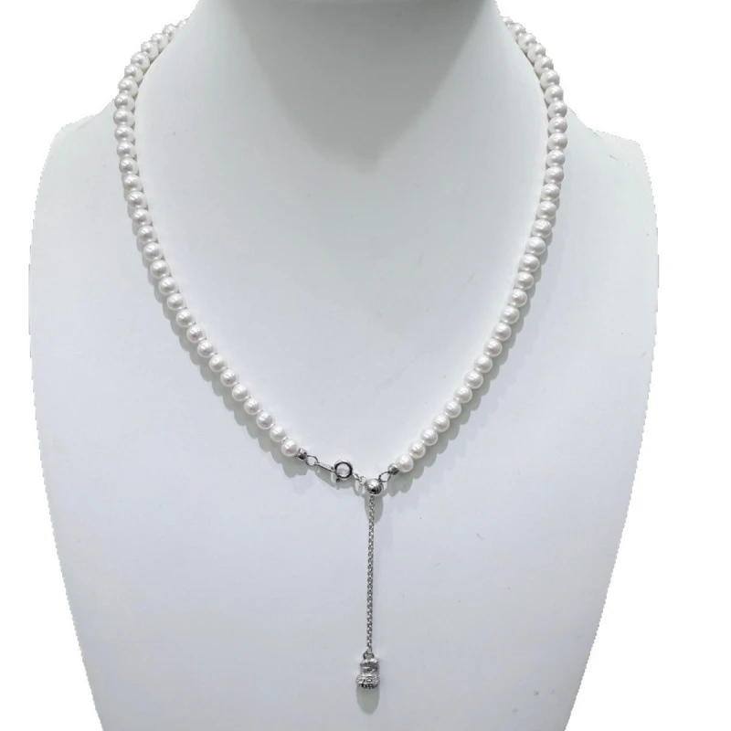 Freshwater pearl necklace 5-6mm, perfectly round, almost, effect, s925 sterling silver, with a lucky bag cl