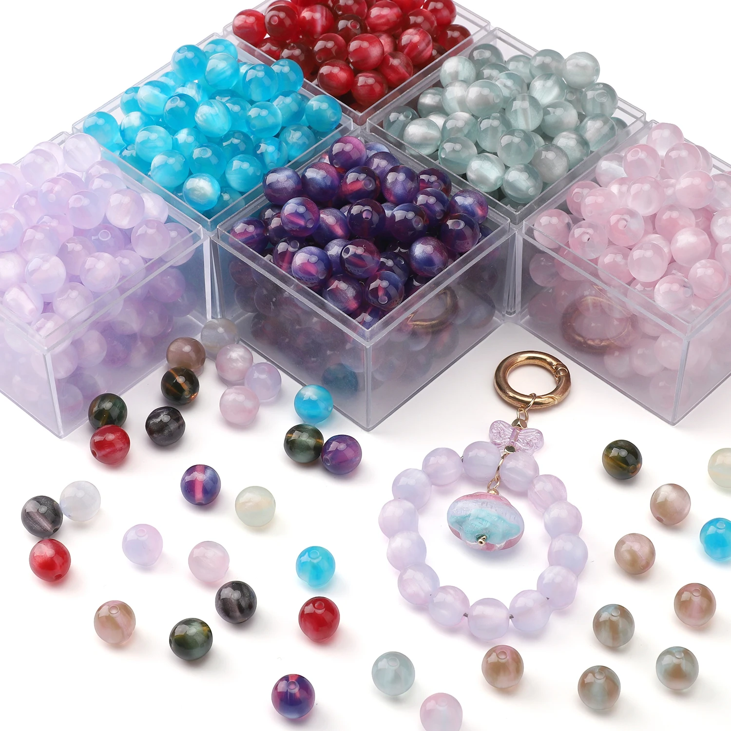 10Pcs/lot 10mm Shiny Resin Beads Round Glossy Loose Spacer Beads For Jewelry Making DIY Handmade Bracelet Necklace Accessories