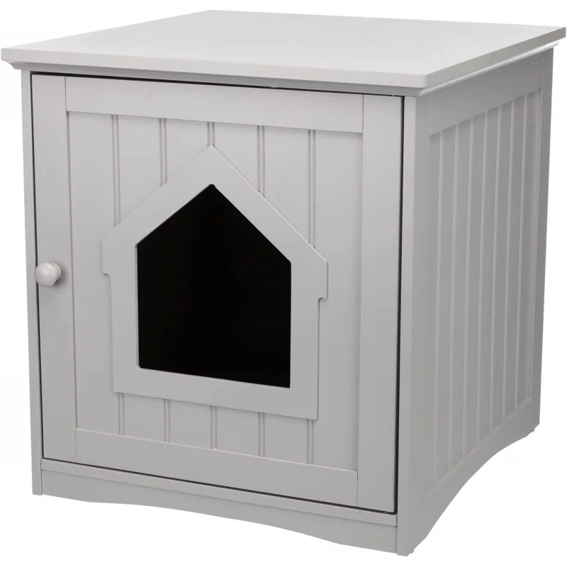 

Small Cat Litter Box Enclosure Hide Litter Indoor Cat Home Cat Furniture Accent Table, Gray