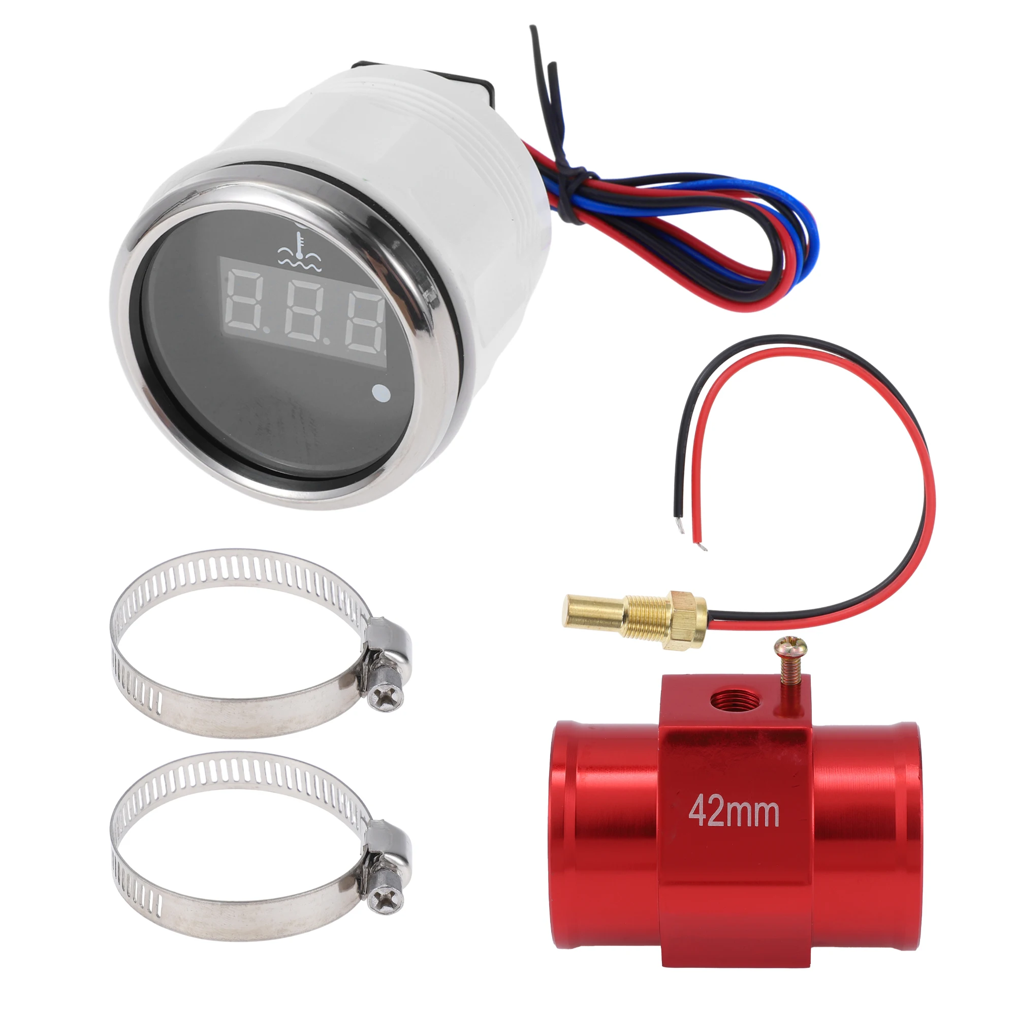 UXCELL 26/28/30/32/34/38 cm Pipe outer diameter Auto Digital Water Temp Gauge Kit with Joint Pipe and Sensor Adaptor