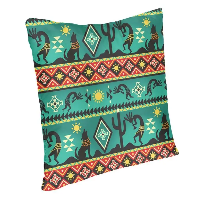 Custom Kokopelli The Flute Player Square Throw Pillow Case Home Decor Printing Aboriginal Tribal Pattern Cushion Cover for Car
