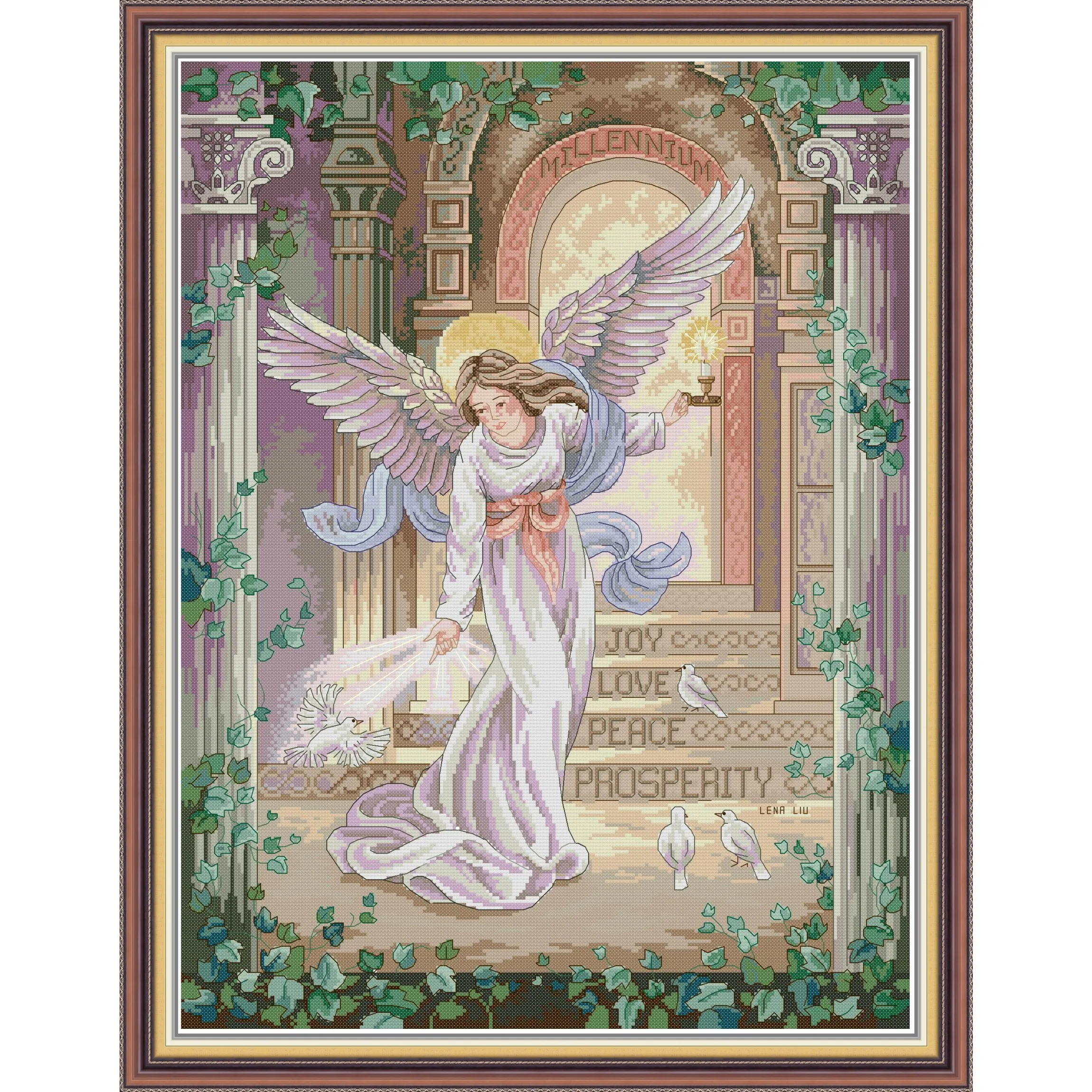 

Soulgift News Набор для вышивки крестом с предварительной печатью, штампованная ткань Аида с нитками DMC, набор для вышивания - Ангел тысячелетия