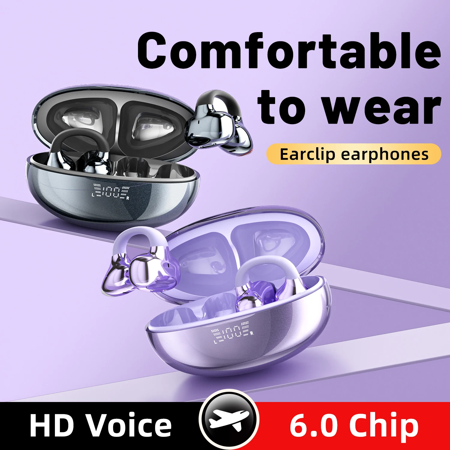 سماعة بلوتوث لاسلكية SK 6.0، سماعات أذن بمشبك للأذن، سماعة رأس رياضية للحد من الضوضاء، سماعات أذن للمكالمات الصوتية عالية الدقة، هدية مفاجئة للبالغين #4