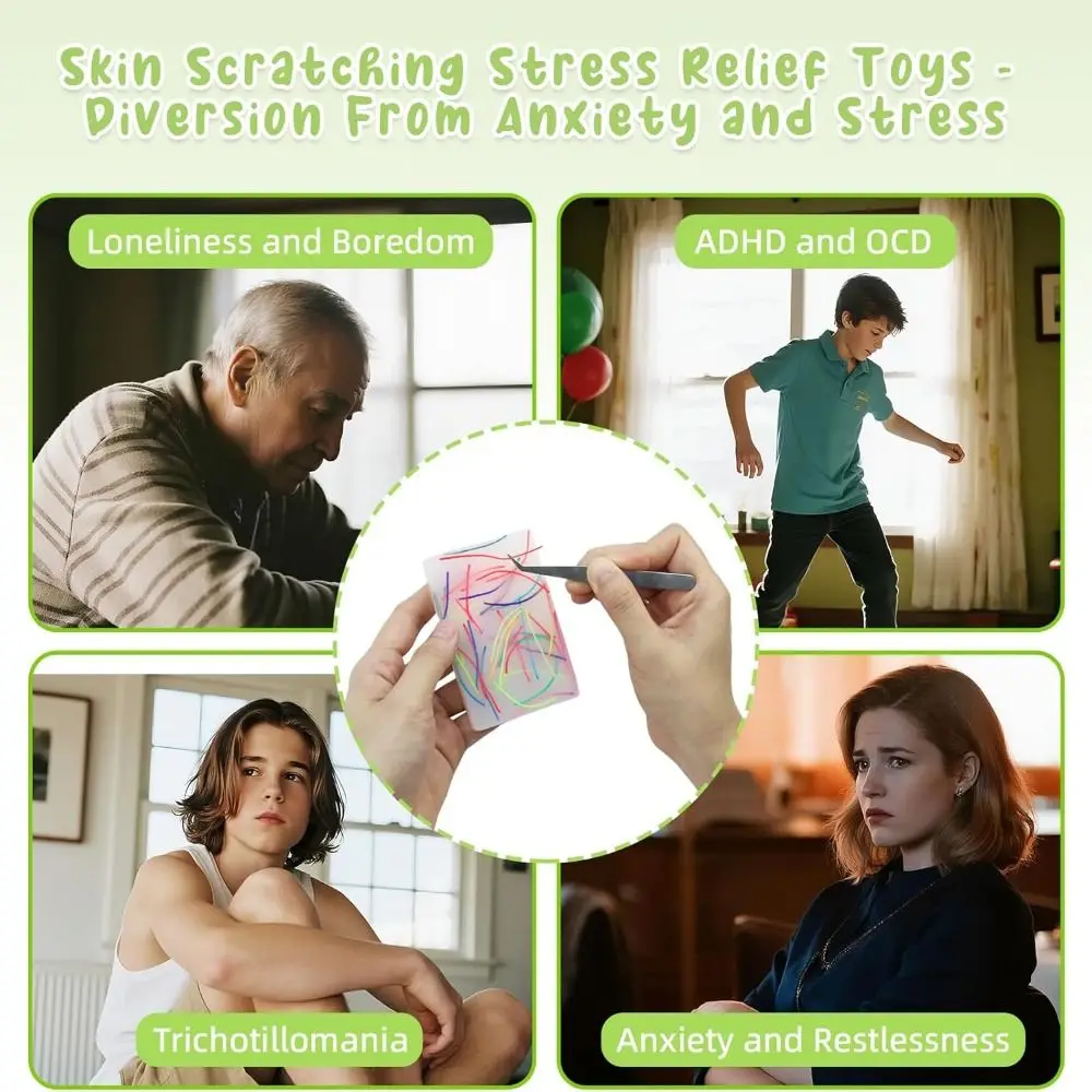 Nuovi giocattoli agitati per la raccolta della pelle in silicone Sollievo sensoriale Ultra-portátil Tirare i capelli Agitarsi Giocattoli Picking Pad per adulti con ansia